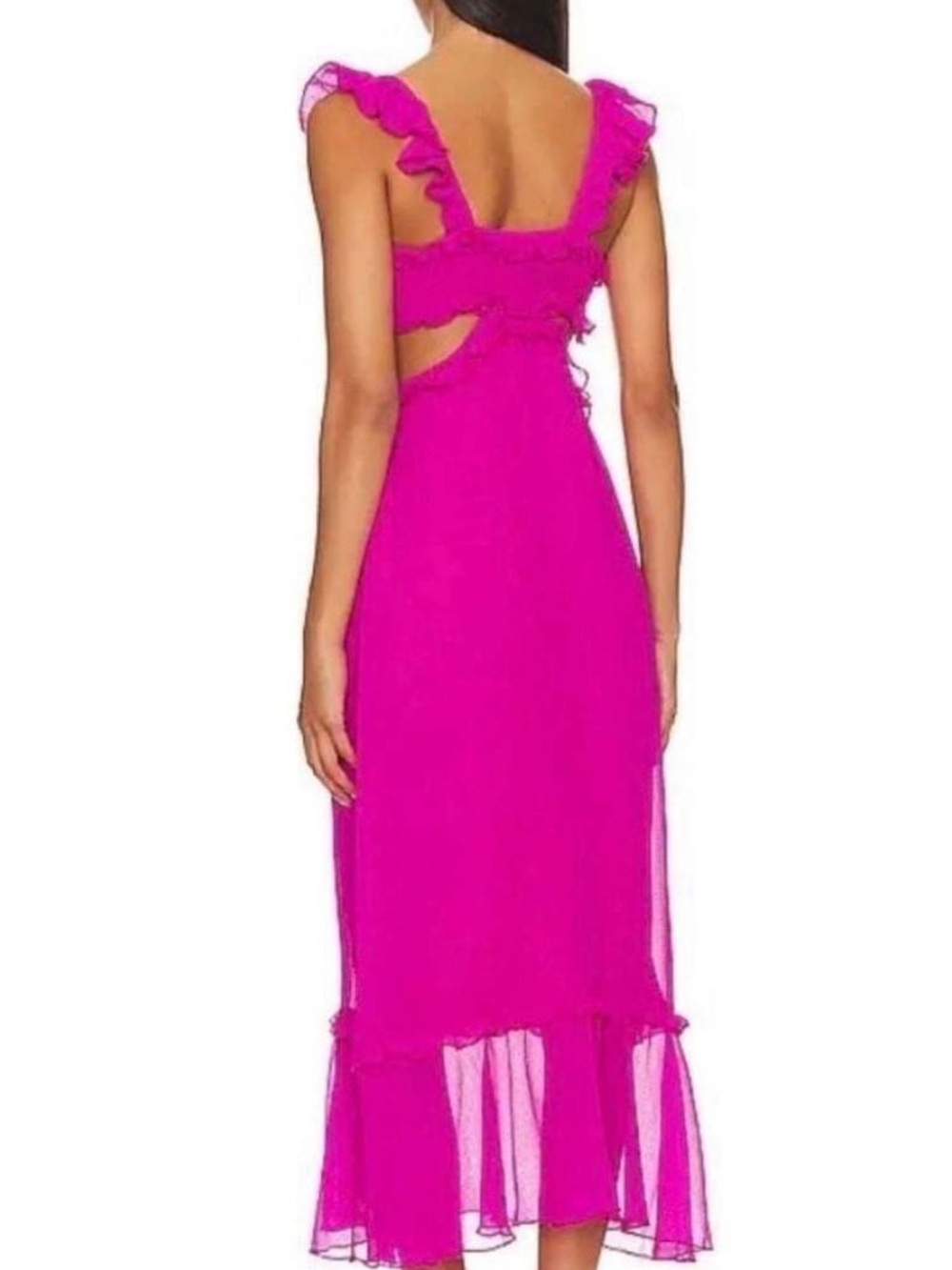 Show Me Your MuMu Bright Fuchsia Ruffle Midi Dress - Picture 2 of 5